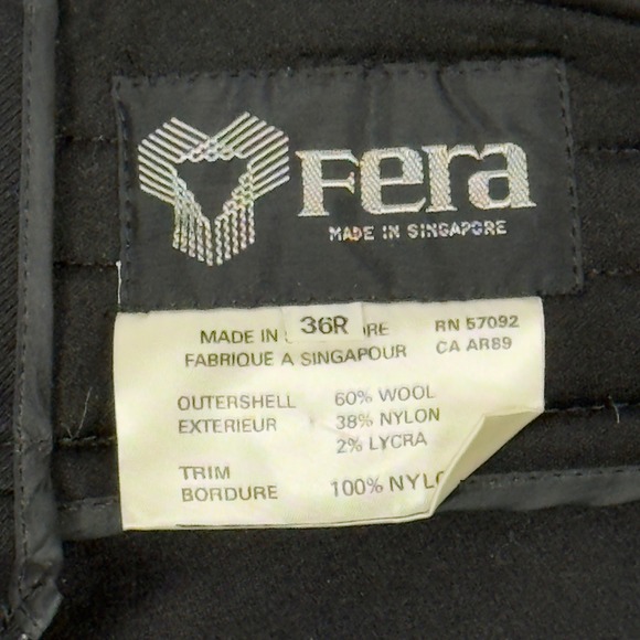 Fera Mens Black Wool Blend Ski Snow Pants Insulated 36R Regular - Picture 5 of 6